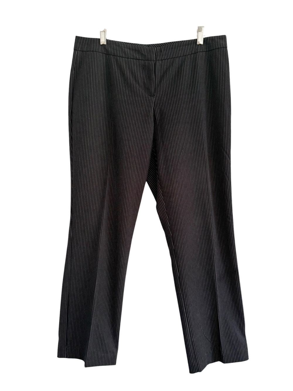 Women’s Black Pinstripe Mid Rise Straight Leg Dress Pants Trousers Size 12 P - Picture 14 of 16